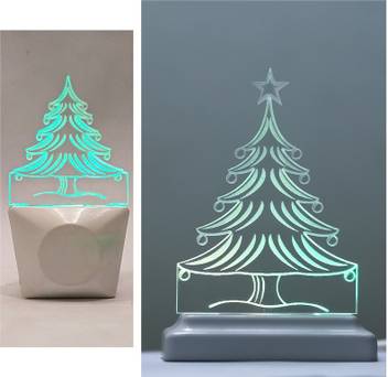 Yonker Pair Of 2 Night Lamps Led Acrylic Christmas Tree Night Lamp