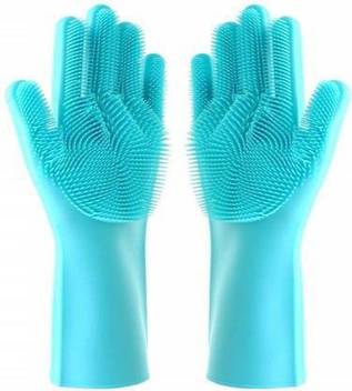 Next Angle Storemart Reusable Rubber Silicon Household Safety Wash Scrubber Heat Resistant Kitchen Gloves For Dish