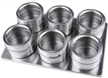 Connectwide Magnet Spice Rack Set Of 6 Magnetic Stainless Steel Spice Jar Seasoning Bottle Multi Purpose Spice Storage 50 Ml Steel Utility Container Price In India Buy Connectwide Magnet Spice Rack Set