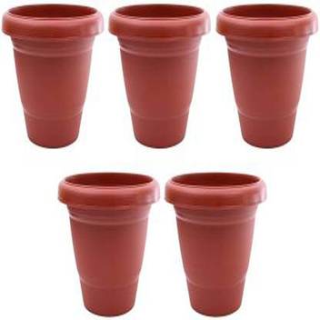 Spylove Rdening Flower Pots 10inch Round Garden Plastic Planters In Terracotta Color Plant Container Set Pack Of 5 Plastic Plant Container Set Price In India Buy Spylove Rdening Flower Pots