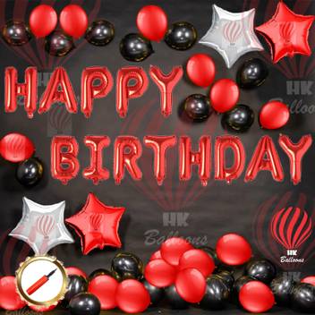 Flipkart Com Hk Balloons Solid Happy Birthday Red Foil Black Silver Balloons For Birthday Decorations Red Hbd 48 Balloon Balloon