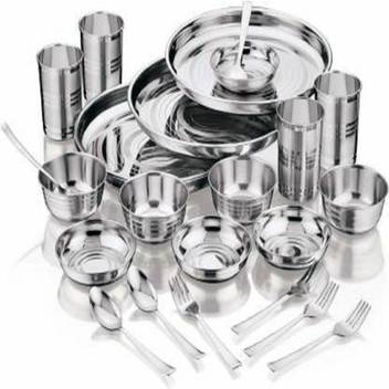 Laxmi Bharter Pack Of 24 Stainless Steel Stainless Steel Pack Of 24 Dinner Set Price In India Buy Laxmi Bharter Pack Of 24 Stainless Steel Stainless Steel Pack Of 24 Dinner Set Online