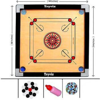Domini Finish 32 Inch Full Size Carrom Board With Coins Striker