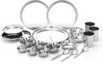 Shri Shub Pack Of 18 Stainless Steel Dinner Set Price In India Buy Shri Shub Pack Of 18 Stainless Steel Dinner Set Online At Flipkart Com