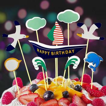 Decor My Party Happy Birthday Ship Cupcake Toppers For Birthday