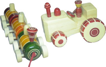 wooden train pull toy