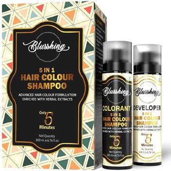 Blusshing Instant Hair Colour Shampoo For Men Women 200ml Natural Black 5 In 1 Color