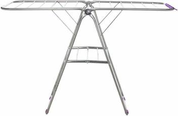 Porchex Steel Floor Cloth Dryer Stand 100 Stainless Steel Foldable Clothes Drying Rack Heavy Duty Space Saving Movable Mild Steel Double Pole Cloth Drying Stand Laundry Rack Stand Stainless Steel Price In India