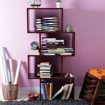 The Home Dekor Solid Wood Open Book Shelf Finish Color Dark Brown