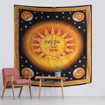 Yogashq Celestial Sun And Moon Wall Tapestry Burning Sun Tapestry
