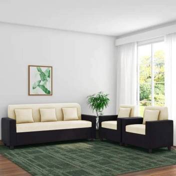 Woodcasa Urban Style Fabric 3 1 1 Cream Black Sofa Set Price In India Buy Woodcasa Urban Style Fabric 3 1 1 Cream Black Sofa Set Online At Flipkart Com