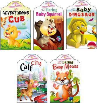 Sawan Present Set Of 5 Story Books Baby Animals Series Adventurous Cub Baby Squirrel Baby Dinosaur City Calf Baby Mouse Buy Sawan Present Set Of 5 Story Books