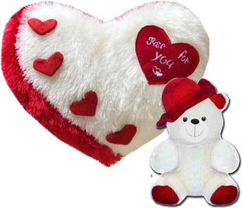 Pickkart Teddy Bear With Heart Pillow Gift Items For Boys Girls Boyfriend Girlfriend Husband Wife Couple Women Premium Quality Printed Combo Gift Pack For Birthday Valentine S Day 37 Cm Teddy Bear With Heart Pillow Gift Items For