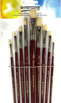 Flipkart Com Worison Long Handle White Bristles Flat Paint Brushes Profession Artist Oil Acrylic Painting Brush Set