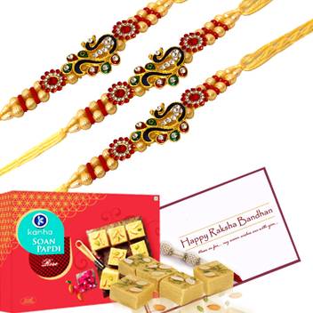 Ascension 3 Rakhi With Soan Papdi Greeting Card Crystal Assorted Gift Box Price In India Buy Ascension 3 Rakhi With Soan Papdi Greeting Card Crystal Assorted Gift Box Online A white blank slip has been attached to the inside of the card for your own personal message. flipkart