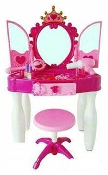 Infinityzonee Little Kids Girls Princess Battery Operated Glamour Beauty Makeup Pretend Role Play Set Toy Mirror Durable Dressing Vanity Table Up With Music Sound And Light Little Kids Girls Princess Battery