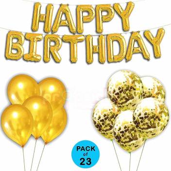 Propsicle Pre Filled Confetti Balloon Happy Birthday Letter Foil Balloon Combo Birthday Girl Theme Decoration Item Pack Of 23 Balloons Golden Photo Booth Board Price In India Buy Propsicle Pre