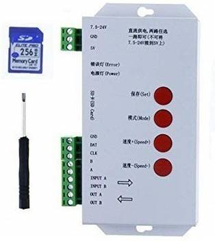 my tridev traders dc3 24v t1000s sd card led pixel rgb full color controller for ws2812b 6803 ws2811 strip light white 60 watts psu