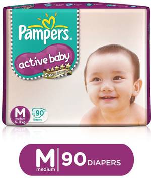 Pampers Active Baby Diapers Taped Medium Size Buy 90 Pampers