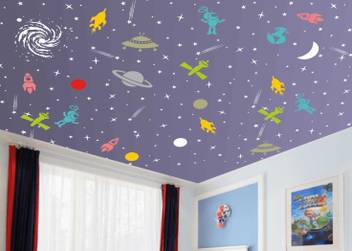 Rainbow Mazic Walls Galaxy And Night Sky With Astronaut 12 Pcs Set