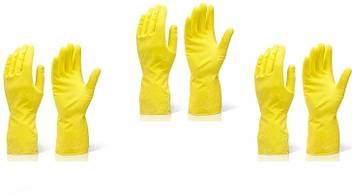 Mai 3 Pair Large Reusable Rubber Cleaning Hand Gloves Household For Coronavirus Sun Protection Cleaning Gardening And Washing Purposes Combo Made In India Wet And Dry Glove Set Price In India