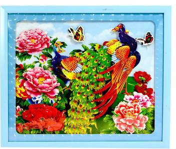 Saffronworld Peacock 3D Wall Decoration Painting for Living Room Wall Art  for Home Decoration Painting with Frame(34 x 29 ) Cm Ink 11.6 inch x 13.6  inch Painting Price in India -