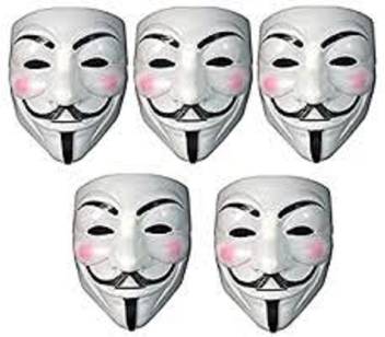 Yubirth V For Vendetta Comic Face Mask Anonymous Guy Fawkes White Pack Of 5 Party Mask Party Mask Price In India Buy Yubirth V For Vendetta Comic Face Mask Anonymous Guy