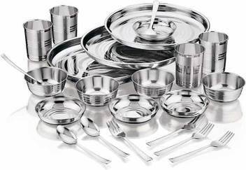 Steelgloss Pack Of 24 Stainless Steel Dinner Set Price In India Buy Steelgloss Pack Of 24 Stainless Steel Dinner Set Online At Flipkart Com