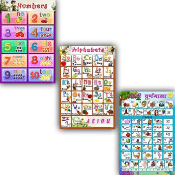 abcd110 numbers and hindi varnamala alphabet charts wall