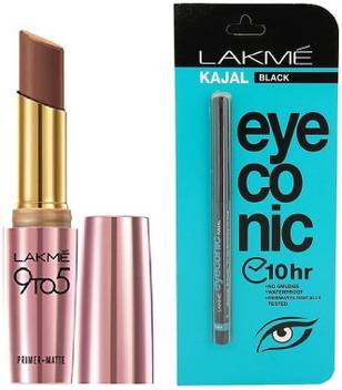 Lakme 9 To 5 Primer Plus Matte Lip Color Shade Espresso Shot Eyeconic Black Kajal Combo Price In India Buy Lakme 9 To 5 Primer Plus Matte Lip Color Shade Espresso lakme cosmetics