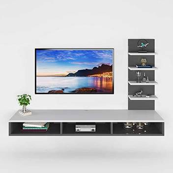 Furnifry Wooden Wall Mounted Tv Stand Entertainment Unit Cabinet With Utility Shelves For Set Top Box Decorative Objects Ideal Up To 42 Accessories Included Engineered Wood - Wall Mounted Entertainment Stand Furnifry Wooden Wall Mounted Tv Stand Entertainment Unit Cabinet With Utility Shelves For Set Top Box Decorative Objects Ideal Up To 42 Accessories Included Engineered Wood - Wall Mounted Entertainment Stand