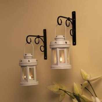 Flipkart Smartbuy Wall Star Light Decorative Metal Lantern Indoor Outdoor Hanging Lantern Set Of 2 Designer Candle Tealight Holder With Wall Hook White White Metal Hanging Lantern Price In India Buy Flipkart