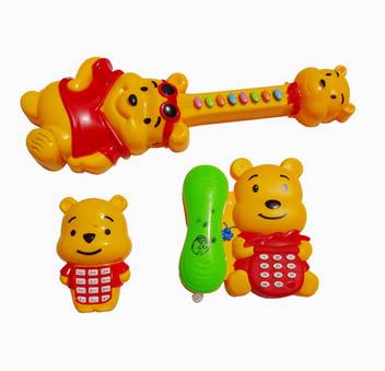 Tukamcha Musical Sound Winnie The Pooh 3 In 1 Playset With Guiter Mobile And Telephone For All Kids Yellow Musical Sound Winnie The Pooh 3 In 1 Playset With