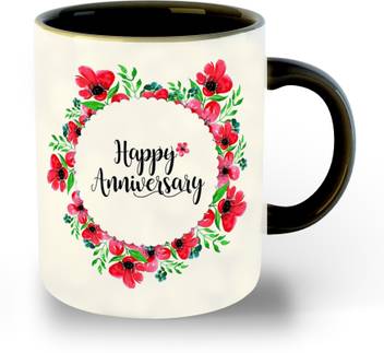 Whats Your Kick Happy Anniversary, 1st Anniversary, 5th Anniversary,  Printed Black Inner Colour Ceramic Coffee- Gift for Husband, Gift for Wife|  Friend| Couple, (Multi 16) Ceramic Mug Price in India - Buy