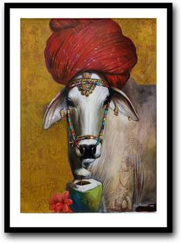 Blue Nexus Cow Swag Animal Paper Wall Poster With Frame 12x18 A3 Size 300 Gsm Paper Digital Reprint 12 Inch X 18 Inch Painting Price In India Buy Blue Nexus Cow