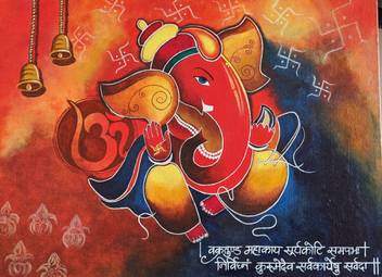 Shilpam Gallery Handmade Ganesha Acrylic Painting On Canvas Board Acrylic 12 Inch X 16 Inch Painting Price In India Buy Shilpam Gallery Handmade Ganesha Acrylic Painting On Canvas Board Acrylic 12