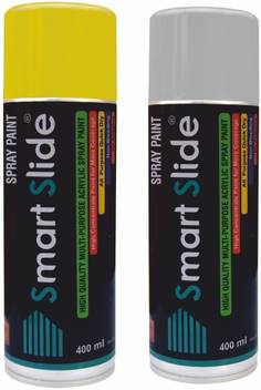 Smart Slide Yellow Light Gray Multipurpose Color Spray Paint Can For Cars Bikes Furniture Plastic Wood Glass Lemon Yellow Light Gray Spray Paint 400 Ml Price