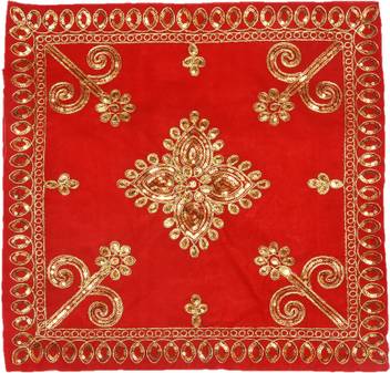 Bhakti Lehar Designer Velvet Pooja Aasan Cloth With Golden Border Chowki Aasan Kapda Altar Cloth For