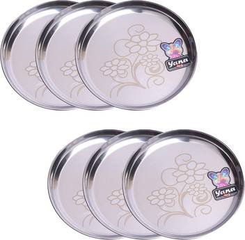 Yana Stainless Steel 12 Dinner Lunch Thali Bhojan Thali Set With Premium Finishing High Grade Steel P6 Dinner Plate Price In India Buy Yana Stainless Steel 12 Dinner Lunch Thali Indian traditional stainless steel & copper thali set dinnerware health benefits. flip kart