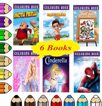 >Cartoon Characters Colouring Books For Kids Pack Of 9 Children Drawing Activity Age 1 6 Years