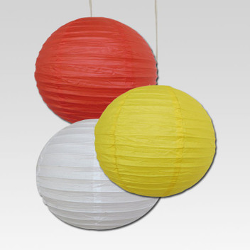 yellow and white paper lanterns