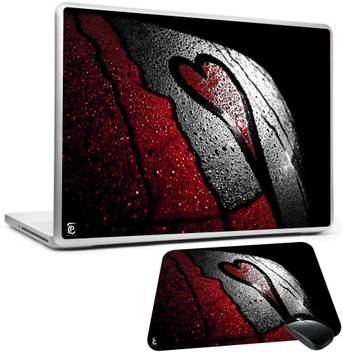 Print Shapes 3d Love Black Laptop Skin With Mouse Pad Combo Set
