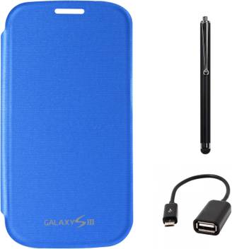 Dmg Premium Flip Book Cover Case For Samsung Galaxy S3 Neo I9301 Royal Blue Usb Otg Cable Stylus Accessory Combo Price In India Buy Dmg Premium Flip Book Cover