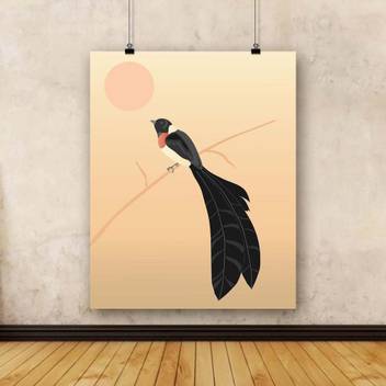 Artzfolio Bird With African Sun Framed Art Print Canvas 30 Inch X