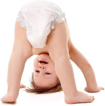 Artzfolio Funny Playing Baby Standing On His Head Framed Art Print