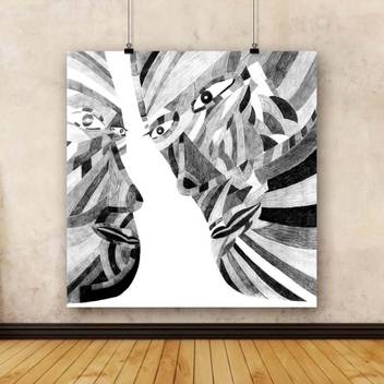 Artzfolio Abstract Pencil Drawing Framed Art Print Canvas 12 3