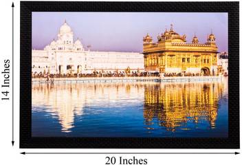 Ecraftindia Beautiful Golden Temple Canvas 14 Inch X 20 Inch