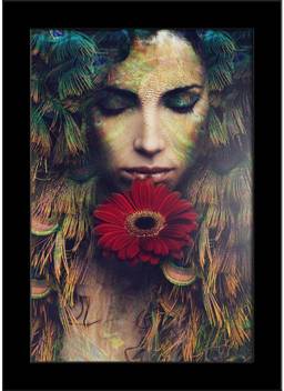 Artzfolio Beautiful Woman Portrait With Flower Framed Art Print