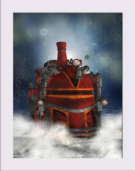 Artzfolio Fantasy Scene With Steampunk Style In The Ocean Framed