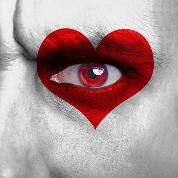 Pitaara Box Human Face With Red Heart On Eye Framed Wall Art